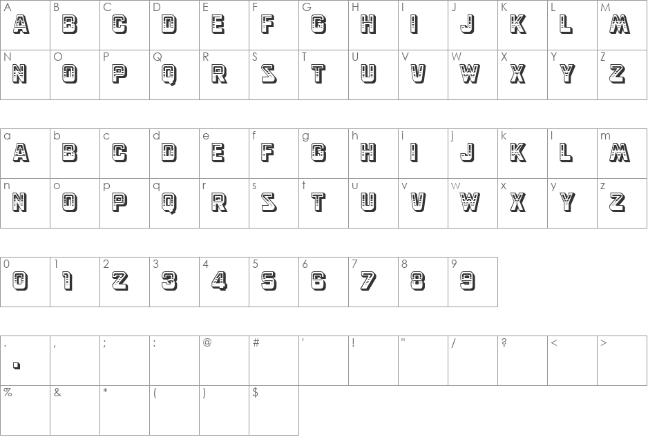 Simson font character map preview