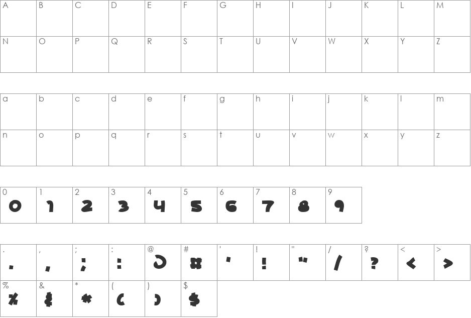 Sinaa font character map preview