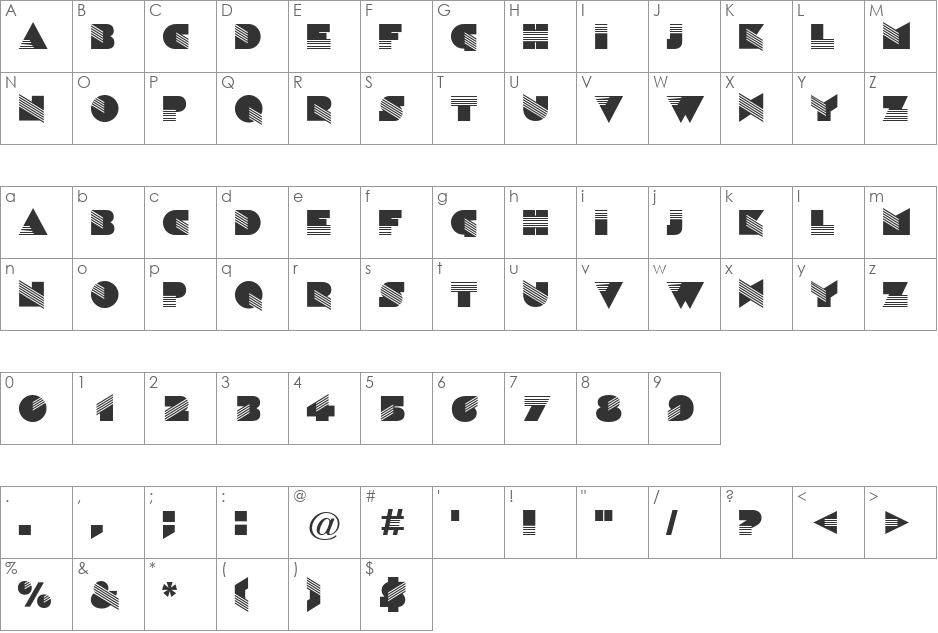 Sinaloa CG font character map preview