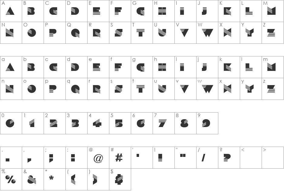 Sinaloa CG font character map preview