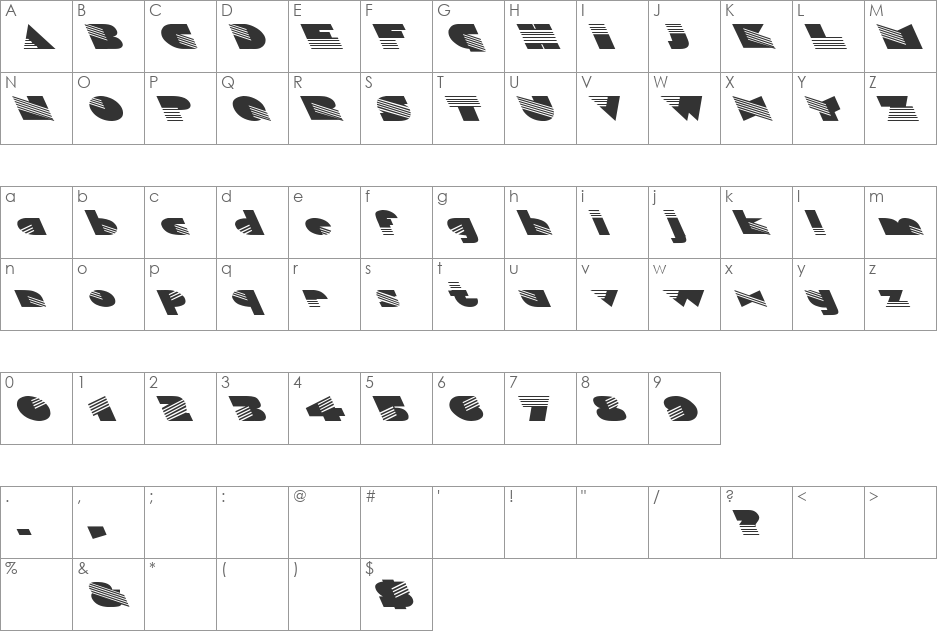 Sinaloa Wd Extreme Lefties font character map preview