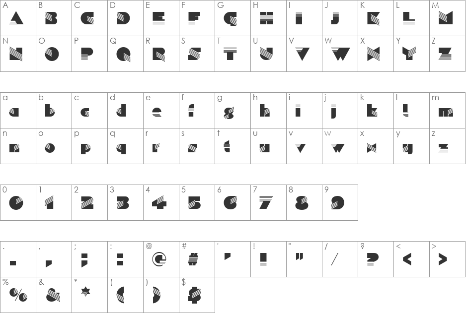 SinaloaD font character map preview