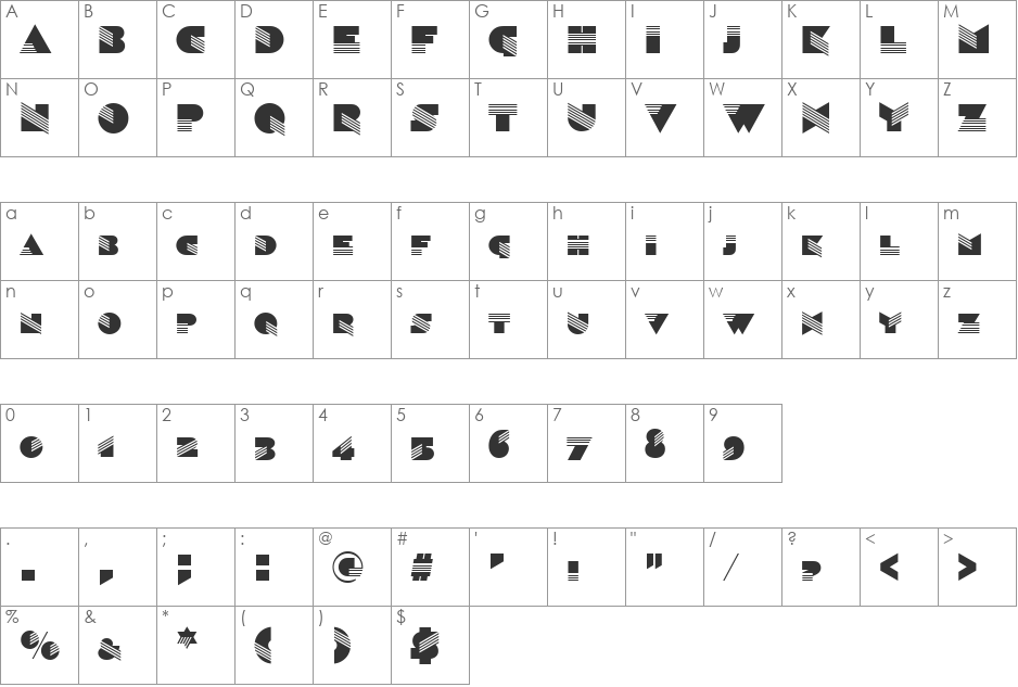 SinaloaSCD font character map preview