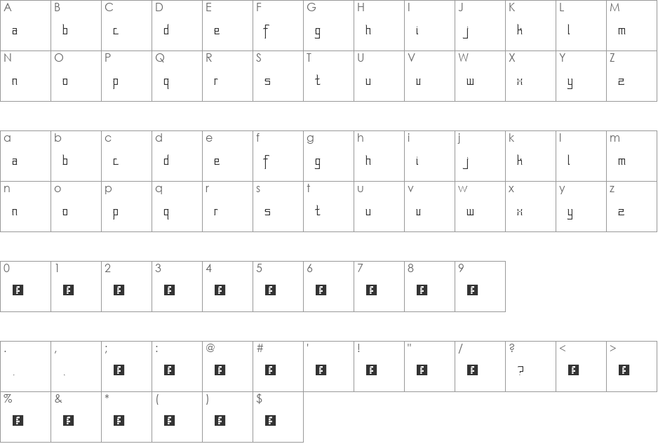 Sinbad font character map preview
