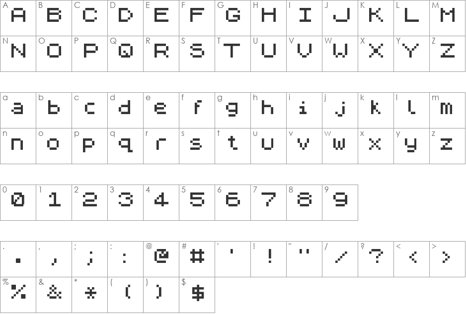 Sinclair ZX Spectrum ES font character map preview