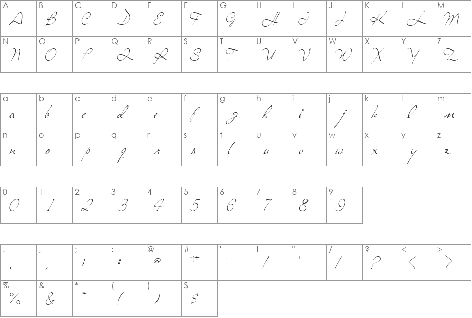 Sing font character map preview
