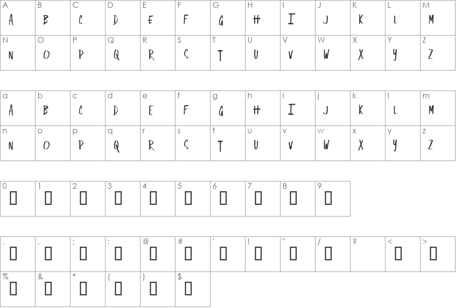 Sing Out font character map preview