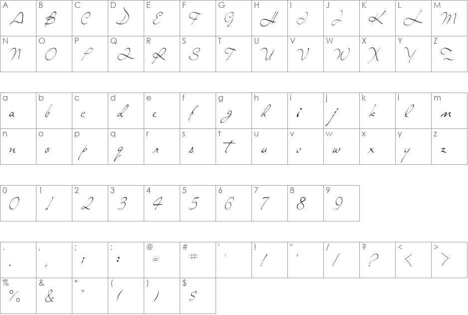 Sing Out font character map preview
