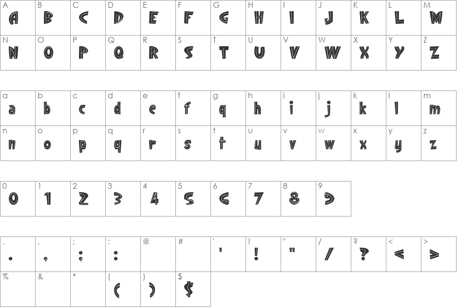 Singapore font character map preview