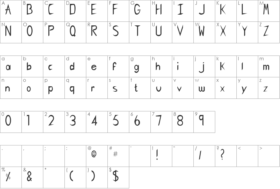 SingaporeCondensed font character map preview
