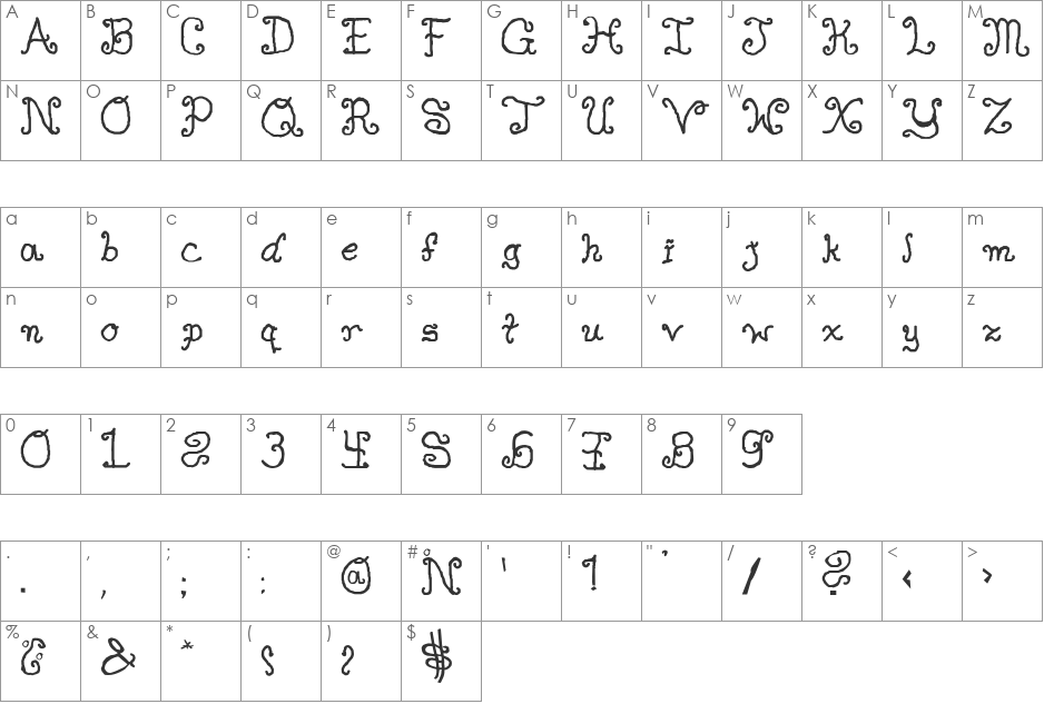 Single Gyrl font character map preview