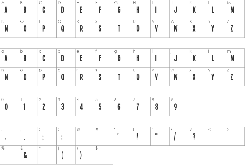Single Sleeve font character map preview