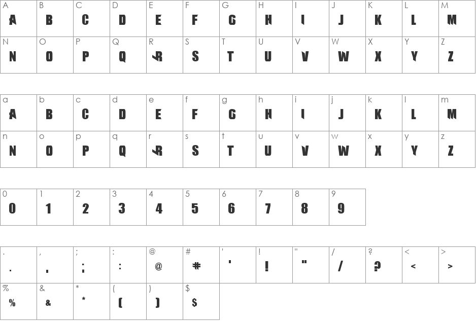 Battleground font character map preview