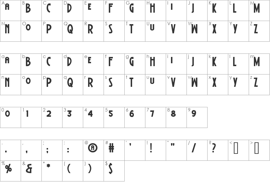 BattleLines font character map preview