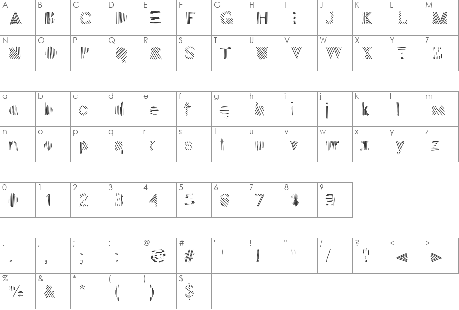 Sion font character map preview