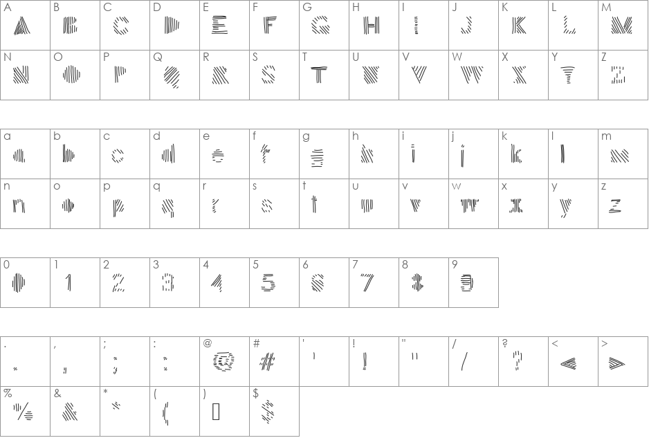 Sion font character map preview
