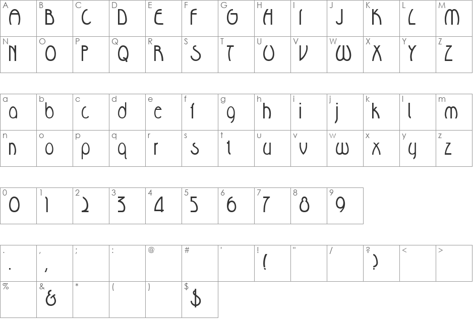 Sir Seaton font character map preview