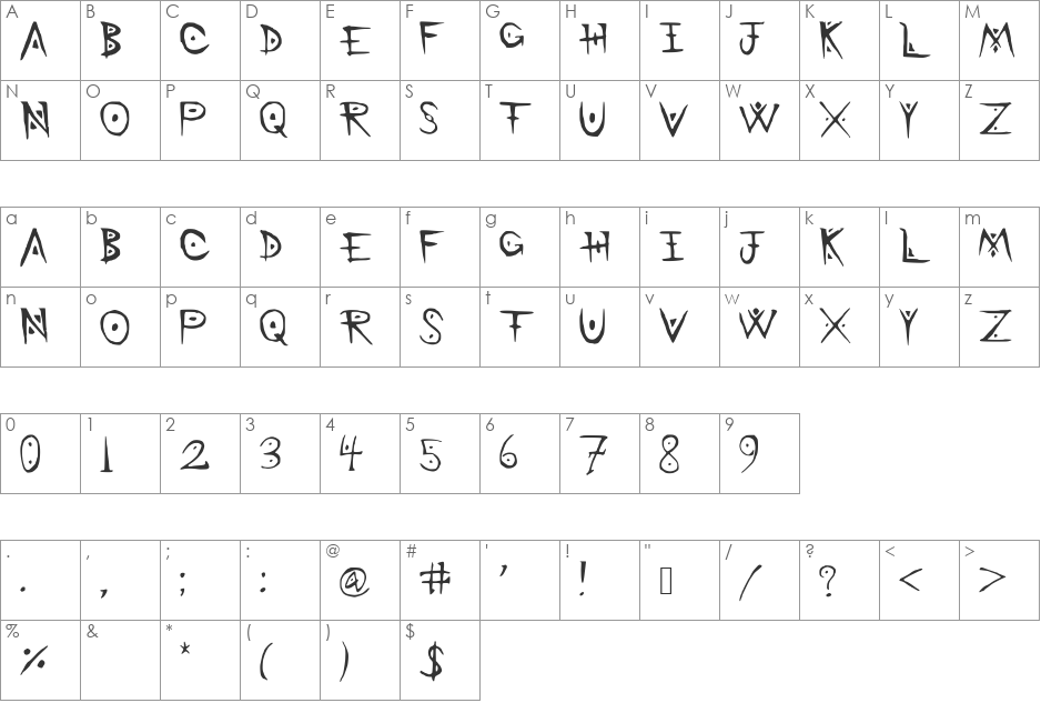 BattleMage font character map preview
