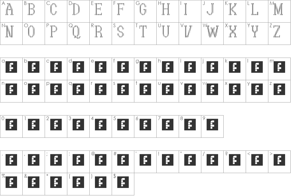 sirif 2 BLOB font character map preview