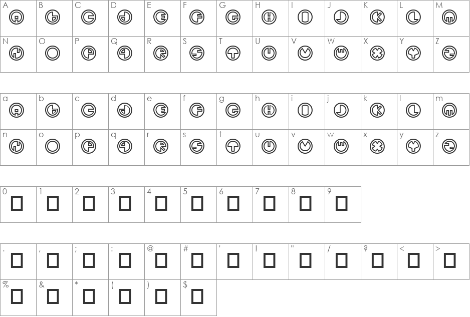 Sirkhular font character map preview