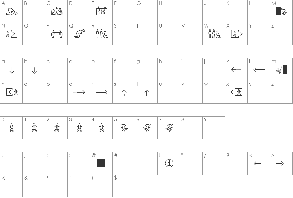 SirucaPictograms font character map preview