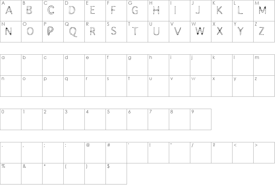 Sirupfont font character map preview
