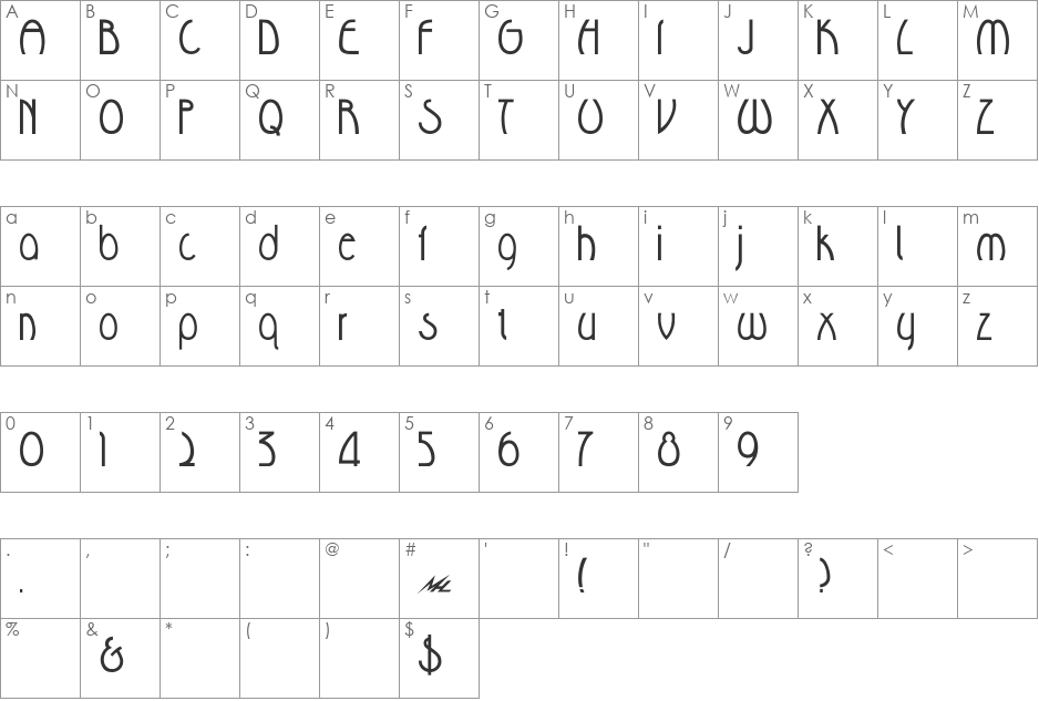 Sir_Seaton font character map preview