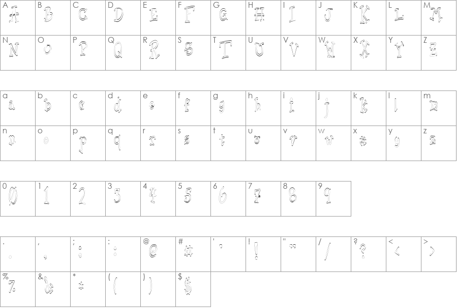 Sischu font character map preview
