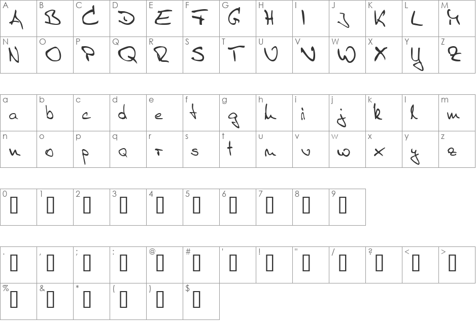 Sister R font character map preview