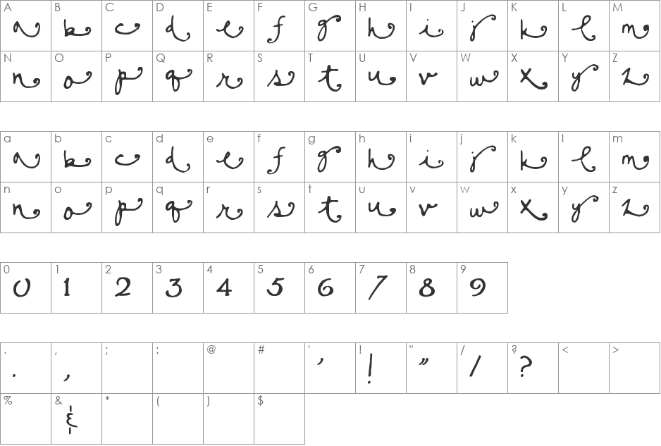 Sisters font character map preview