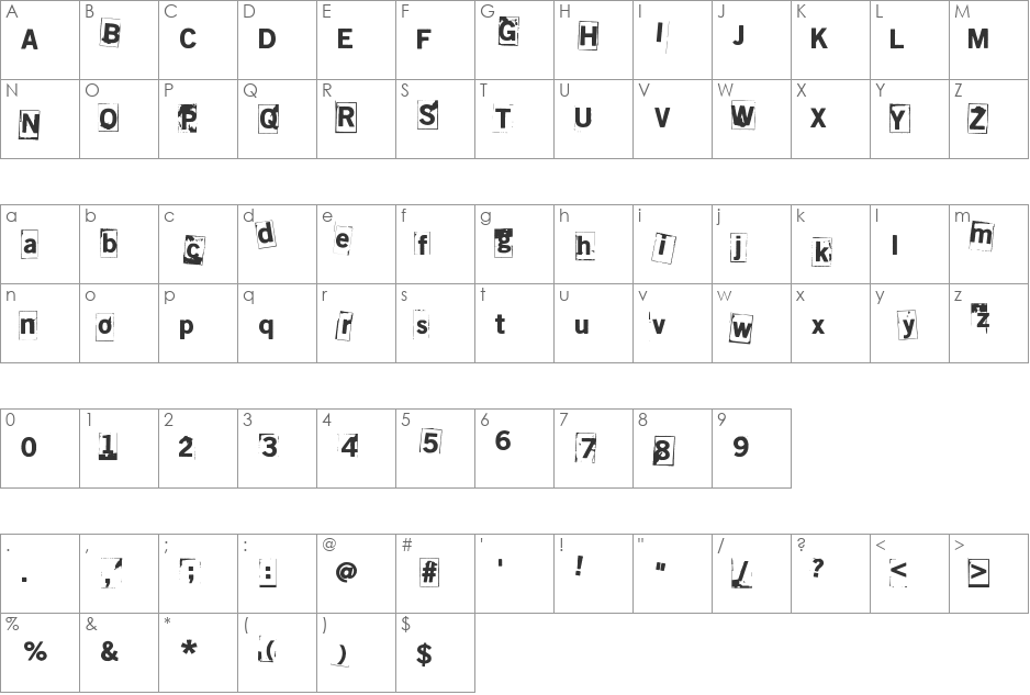 Sitruunahyeena font character map preview