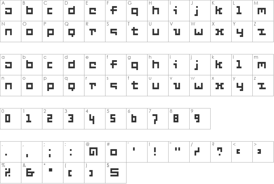 Six font character map preview