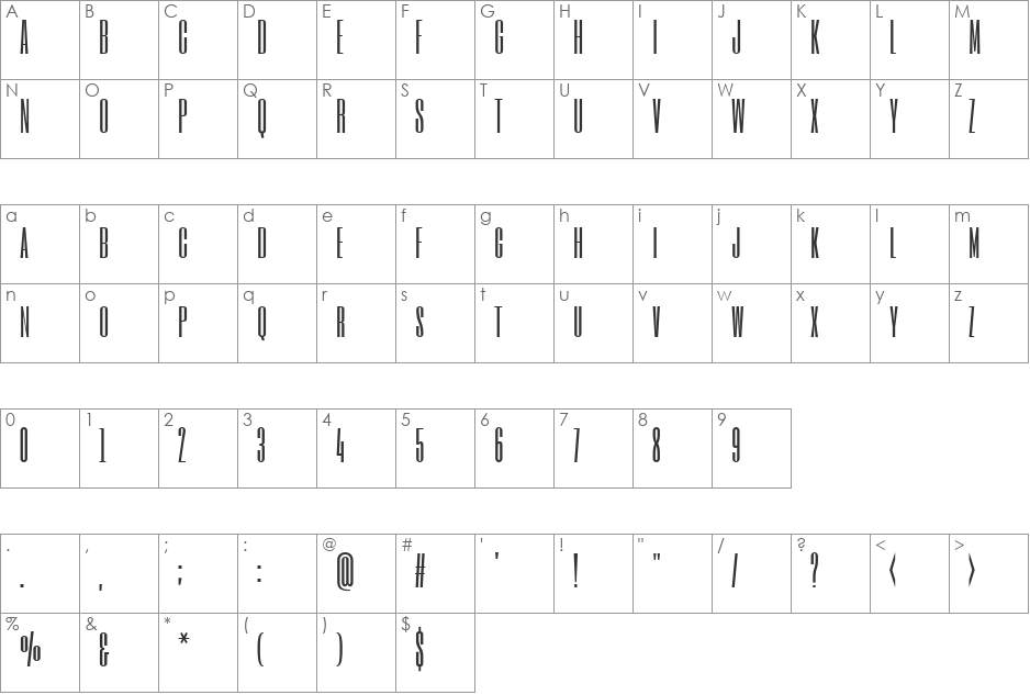 Six Caps font character map preview