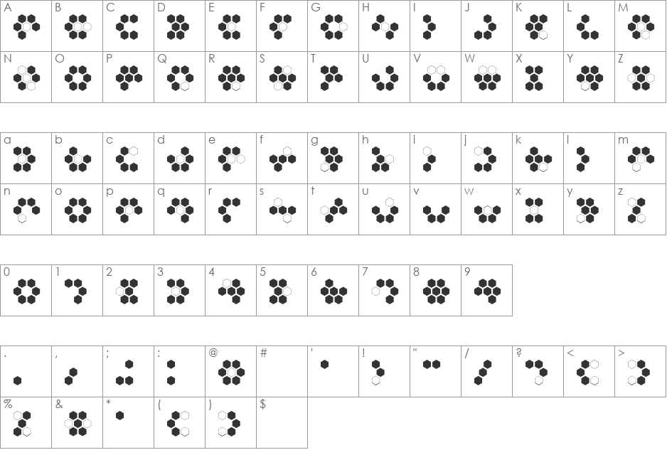 Sixgun font character map preview
