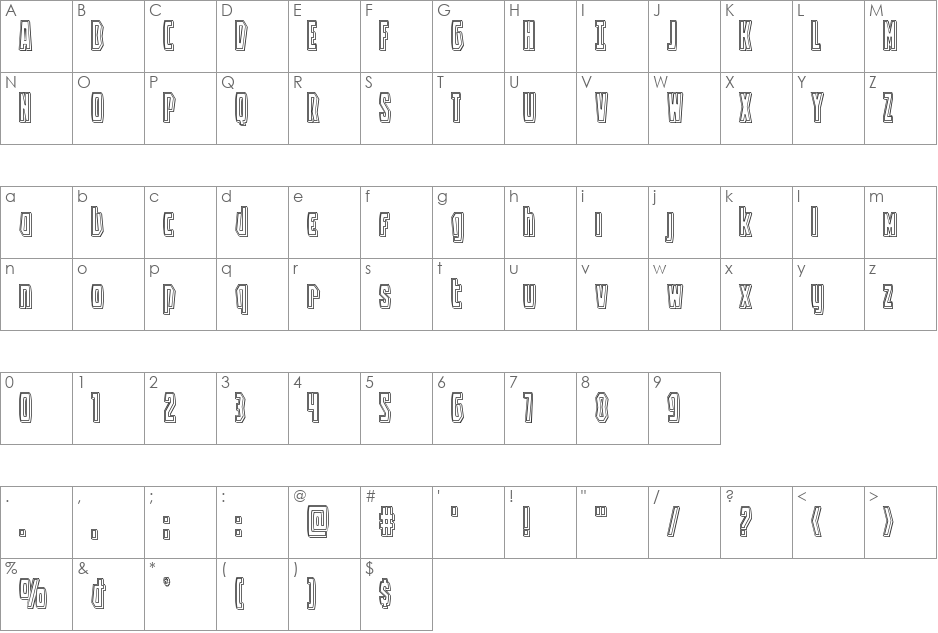 Battleworld Engraved font character map preview