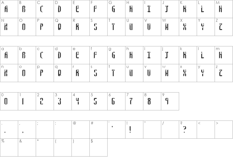 Sixth Sense font character map preview