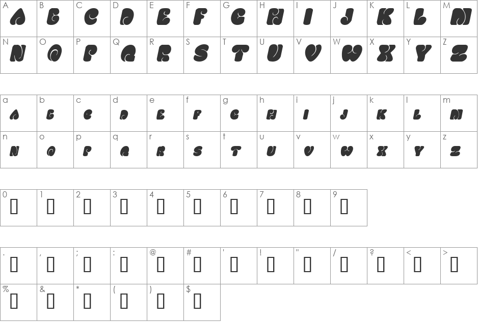SixtiesVibe font character map preview