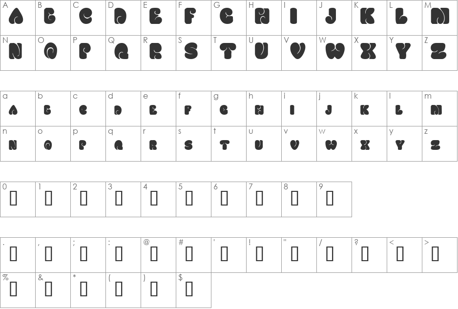 SixtiesVibe font character map preview