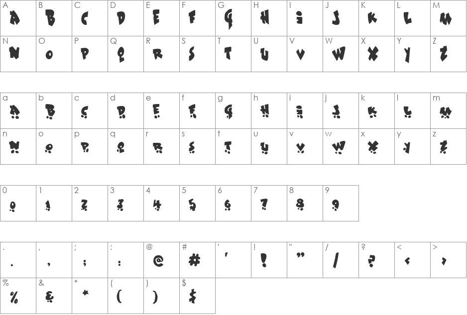 Sk8ordye font character map preview