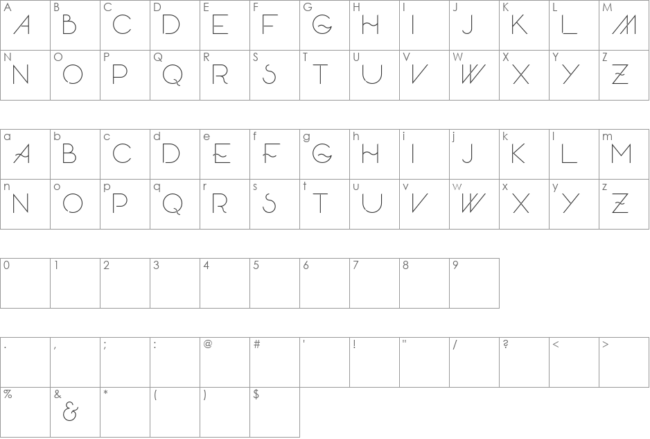 Skandar font character map preview