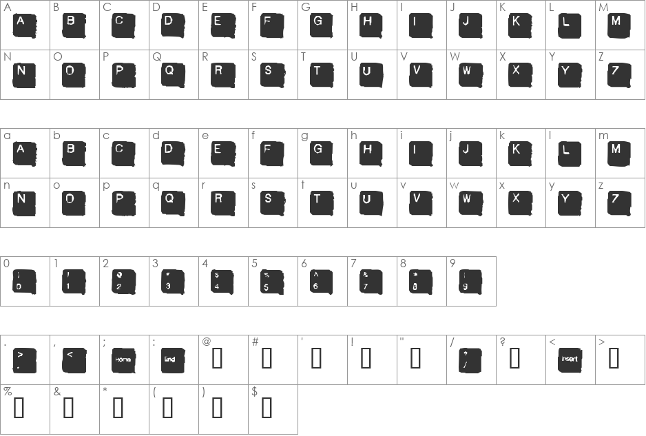 SkanHead font character map preview