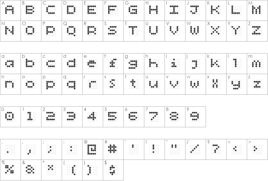 Skannerz font character map preview