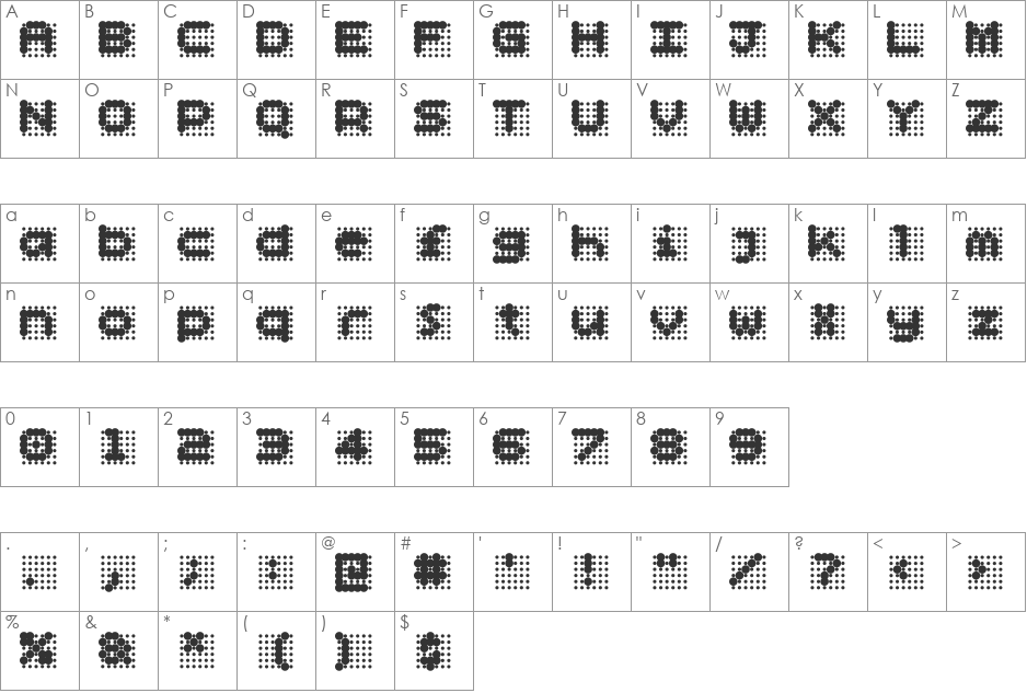 Skannerz ExtraBold font character map preview