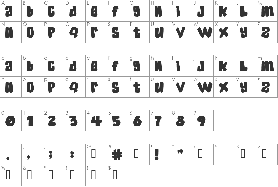 SkaterDudes font character map preview