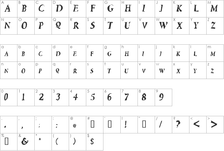 Skechie font character map preview