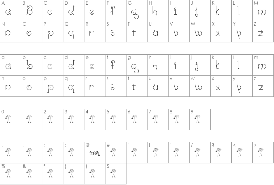 skeemat font character map preview