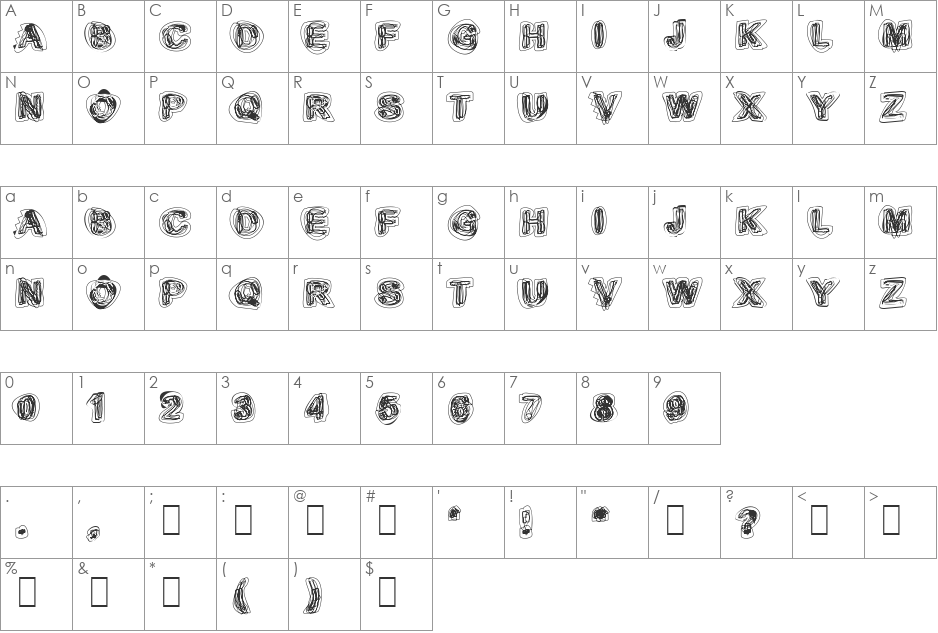 Sketch 1 font character map preview