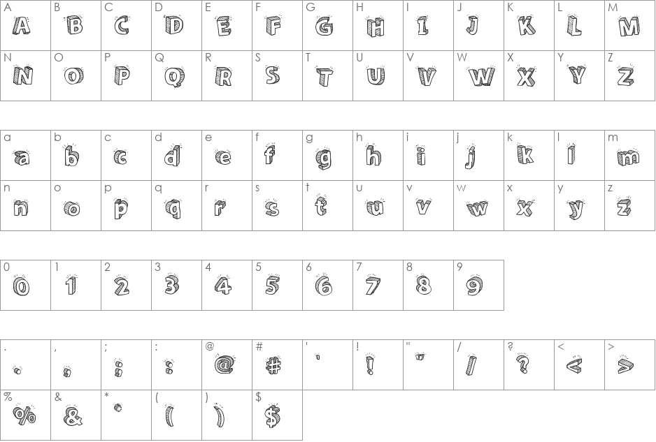 Sketch 3D font character map preview