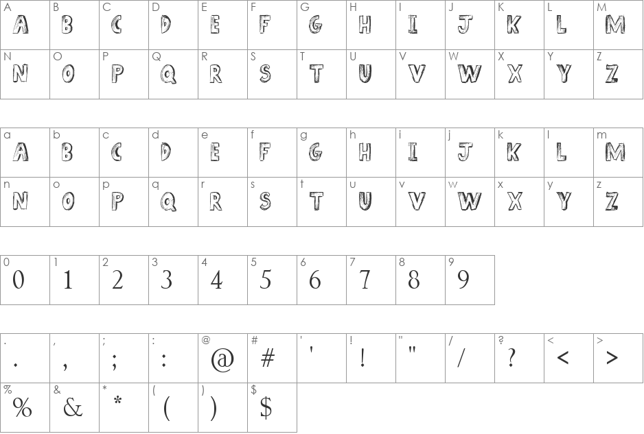 Sketch Book font character map preview