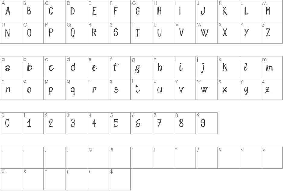 sketch me_FREE-version font character map preview